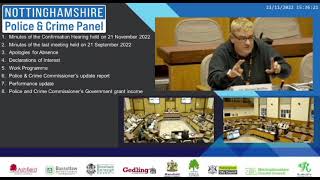 Police & Crime Panel Meeting, Monday 21st November 2022