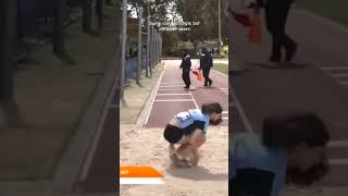 Girl jump kicks while running #sports #athletics #trackandfield