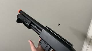 Airsoft sawed-off Pump action shotgun review 100 subscriber special￼￼