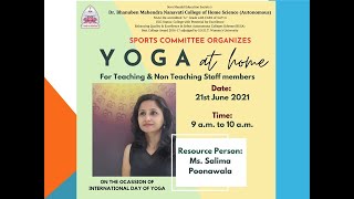 Yoga session for teaching & non-teaching staff on 21st June 2021 (International Day of Yoga)