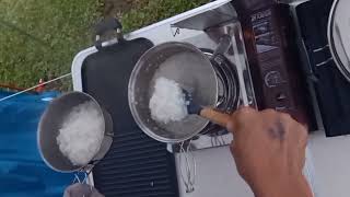 camping-masak nasi anti gosong-mudah- nesting panci stainless alltrek-hasil sempurna