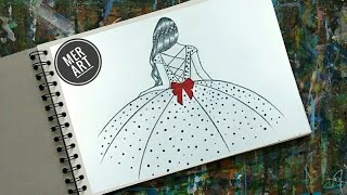 How to draw a girl with beautiful dress for beginners//Fashion designer course