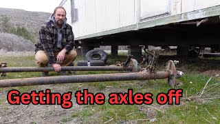 Mobile home wheels and axles, removal