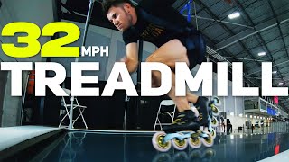 Giant Inline Skating Treadmill  - World Champion & Olympian Joey Mantia 32mph Ice Skating Technique