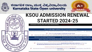 ksou second and third year admission renewal started for 2024-25