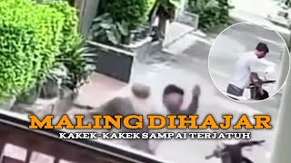 MALING APES !! keberanian kakek ini gagalkan aksi pelaku maling, pelaku dihajar hingga terjatuh