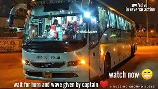 Nwkrtc airavat club classVolvob11r in reverse action🔥|driven by Raju Sir|departing towards Bangalore