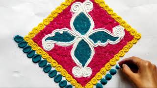 Simple and Easy navratri, dasara and diwali sepcial white color rangoli | Rangili rangoli