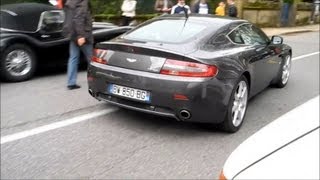 ASTON MARTIN v8 vantage - very LOUD SOUND acceleration british car show Nantua [HD]