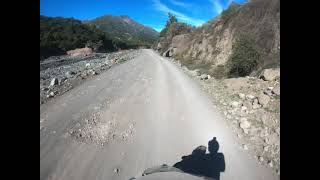 Ruta I-45 en moto (KLR 650). Ripio a Termas del Flaco, Región O'Higgins Chile. 31jul21. Sin editar.