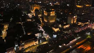 Pantauan udara meriahnya malam takbiran menyambut hari raya idul fitri 1445H di pusat kota medan