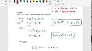 Chapter 9.2 - Function Notation and Linear Functions