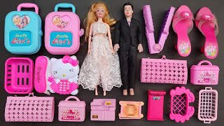 3 minutes satisfying unboxing with beautiful barbie and ken family makeup kit | Hello kitty toys