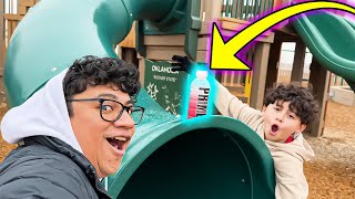 PRIME HYDRATION BOTTLE FLIP GAME CHALLENGE PARKER vs. DAD