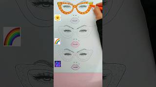 ✨Painting Glasses on a Girl Drawing #girl #diy #lips #eyes #glam #art #painting #drawing #rainbow