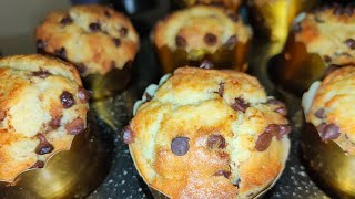 Recette muffins aux pépites au chocolat كيك مافن بزوج بيضات سهل التحضير