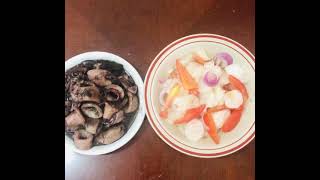 Adobong pusit & Raddish salad