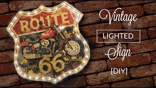 How to make Vintage lighted wooden SIGN -DIY