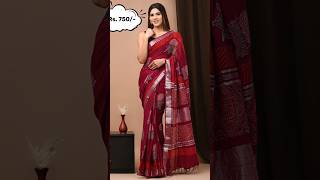 #Hand Block Printend Soft Linen Cotton Slub Sarees # shorts #linencottonsaree