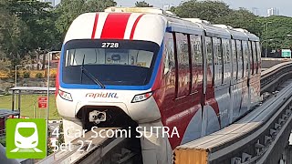 KL MONORAIL LINE 4-CAR SCOMI SUTRA SET 27 DEPARTING AT TITIWANGSA STATION