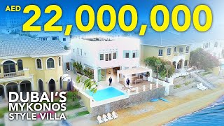 INSIDE A 22 MILLION MYKONOS INSPIRED PALM JUMEIRAH BEACH VILLA | DUBAI PROPERTY VLOG #66