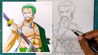 Cara Menggambar Roronoa Zoro [One Piece] | Drawing Zoro Step by Step