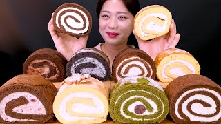 🍰Roll cake😍쌀로 만든 건강한 디저트✨글루텐 프리 롤케이크 종류별 먹방❤[Milk,Chocolate,Strawberry,Matcha,Tiramisu] Mukbang