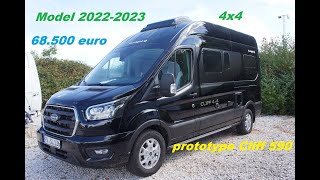 Nieuwste model 2022/2023 camperbus Sunlight 590 Cliff 4x4 adventure. Prototype camper van Sunlight