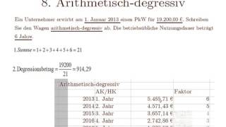 8. Buchführung leicht gemacht:  Arithmetische degressive Abschreibung