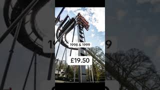 Alton towers ticket prices Throughout  the  years.