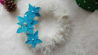 Christmas wreath 🎄 decoration beautiful wreath DIY #craft #snowflake #decoration #foamiran #flower