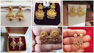 Latest light weight gold dailywear earrings designs| simple dailywear gold earrings collection