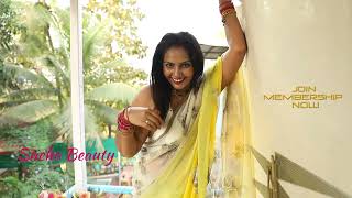 Poonam tiwari | Amazing yellow saree Look's with white sleeveless top blouse | saree fashion style