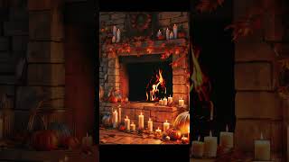 Fall Ambience Music by the Fireplace #autumndecor #fallrelaxation #fireplacemusic #shorts #relax