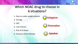 Choice of NOAC amongst Dabigatran, Rivaroxaban and Apixaban in 6 clinical situations