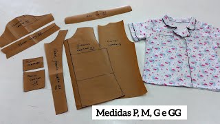 Como fazer molde blusa feminina pijama Americano