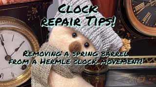 Clock Repair Tip: How to Remove a Main Spring Barrel from a Hermle Clock Movement!