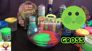 SLIMEY OOZE FUN | Using different slimes to make sticky, gooey bigger slime | GROSS!