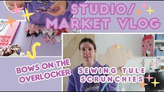 bows on the overlocker, a new sign with Cricut, sewing tule scrunchies  | Studio Vlog 09