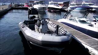 KELOWNA RCMP WATERCRAFT moored at KELOWNA DOWNTOWN MARINA, Kelowna, BC, Canada