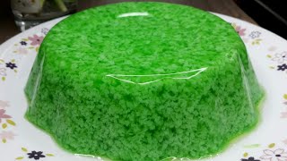 Cara membuat puding lumut pandan full lumut || Resep puding lumut pandan