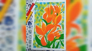 Easy Kolaboti flower painting II #posrter_color #watercolor #howtodraw #kolaboti #cannalily #flowers