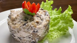 Его просят каждый день. Салат "Дубок" из куриной грудки и шампиньонов