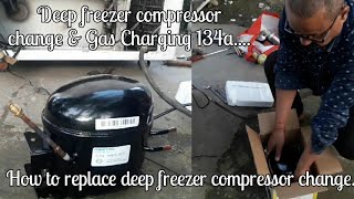 Deep freezer compressor running but not cooling | Haier deep freezer compressor change Gas Charging