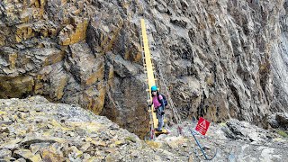 Dangerous Bridge Crossing Piz Trovat Via Ferrata Switzerland