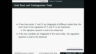 Econometrics - Cointegration: Engle Granger Test