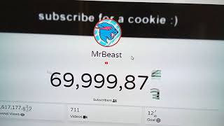 MrBeast about to hit 70,000,000 subs! (Livecounts.io)