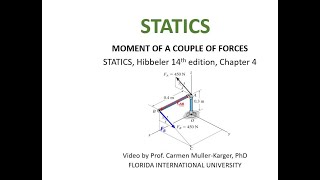 STATICS, Example 4.15 Moment of a couple of Forces in 3D