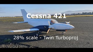 RC Cessna 421 28% scale model - with twin Kerosene Turboprop - flys after a 3 year build.