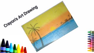 How to make easy crayon art painting/wax art/pastel drawing.